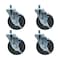 Bk Resources 5-inch Threaded Stem Casters, Gray Rubber Wheels, Top Lock Brake, 300lb Capacity, 4PK 5SBR-5ST-GR-PS4 - alternate 1